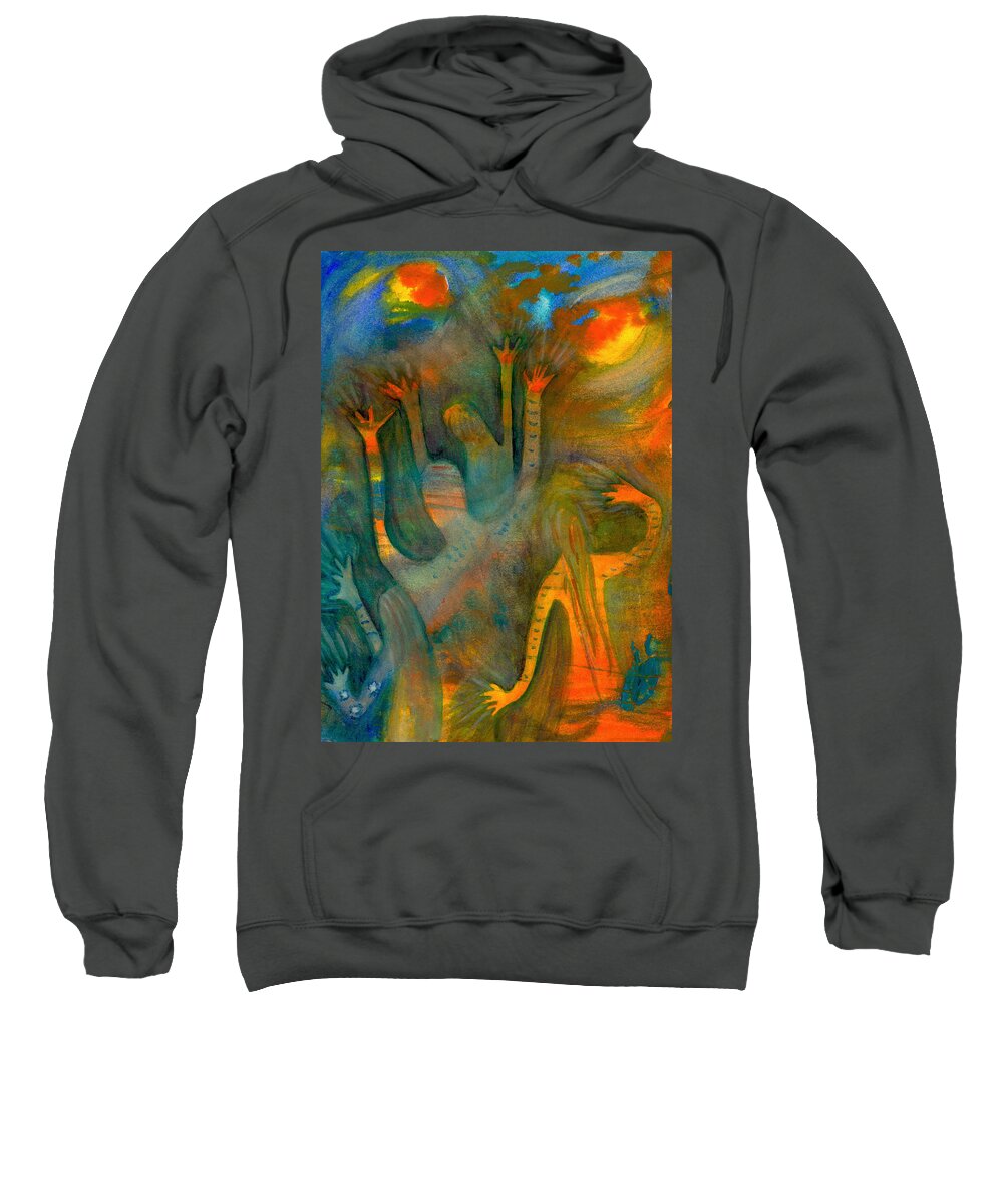 Dancing Sweatshirt featuring the painting Once upon a two moon night by Suzy Norris