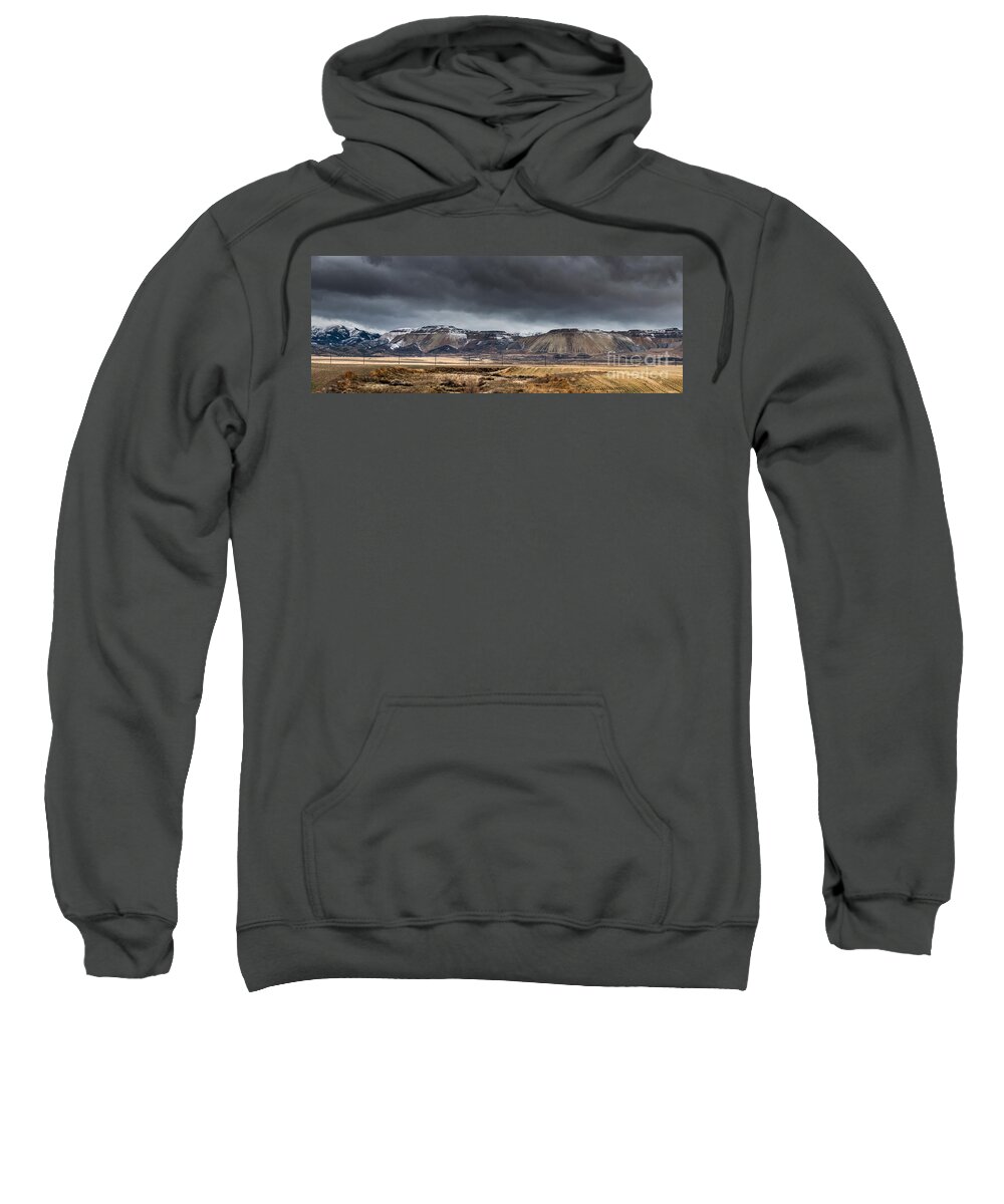 Oquirrh Mountains Sweatshirt featuring the photograph Oquirrh Mountains Winter Storm Panorama 2 - Utah by Gary Whitton