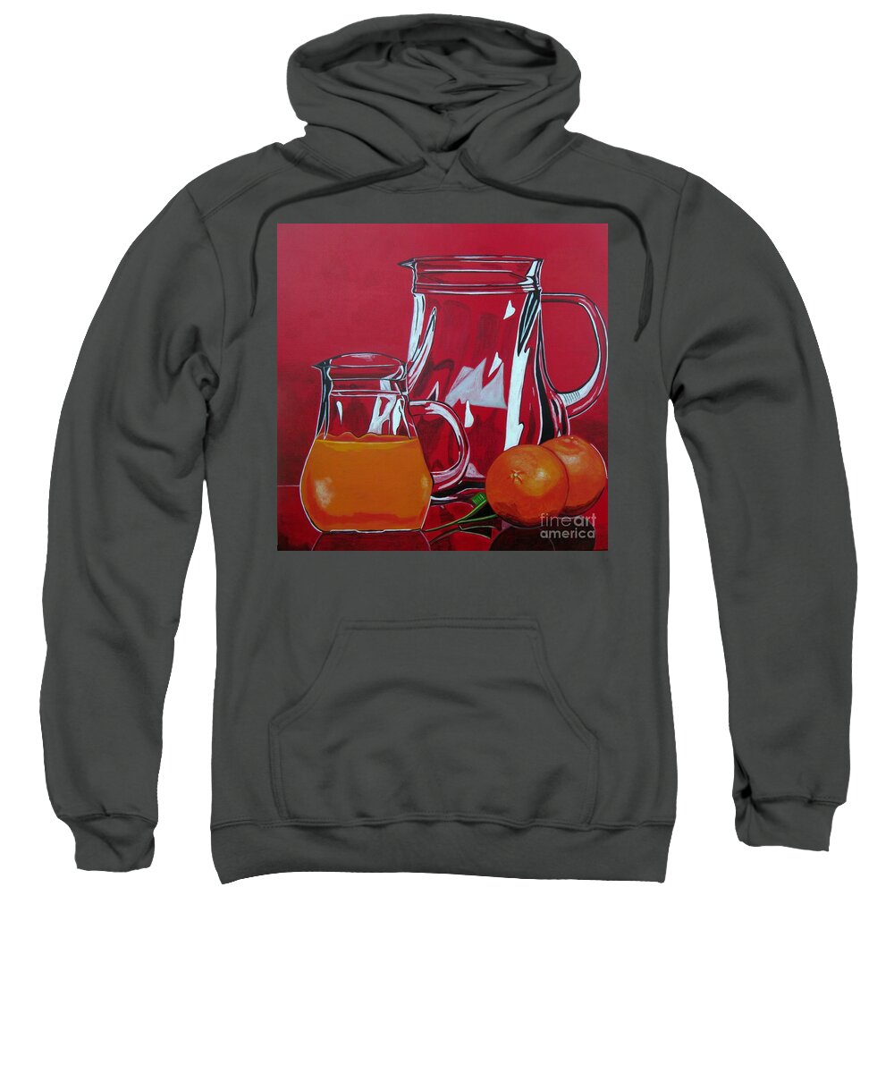 Food Sweatshirt featuring the painting Orange Juggle by Sandra Marie Adams