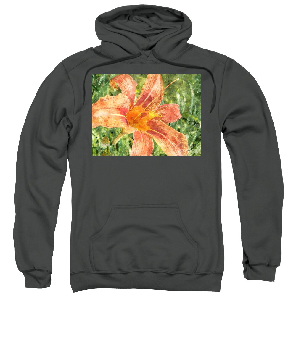 Lily Sweatshirt featuring the painting Orange Lily by Claire Bull