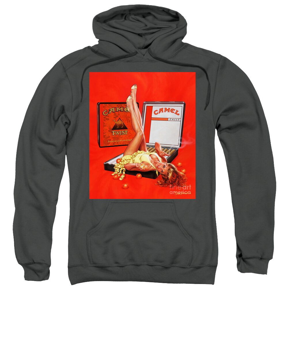 Portrait Sweatshirt featuring the painting Orange Twist Girl by Dick Bobnick