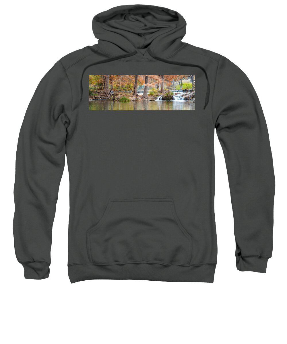 Guadalupe River Sweatshirt featuring the photograph Panorama of Guadalupe River in Hunt Texas Hill Country by Silvio Ligutti