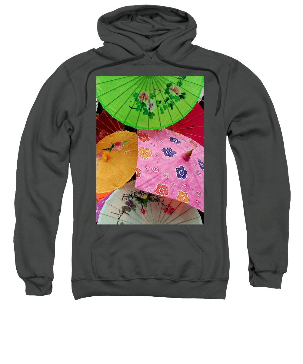 Abstract Sweatshirt featuring the photograph Parasols 2 by Rodney Lee Williams