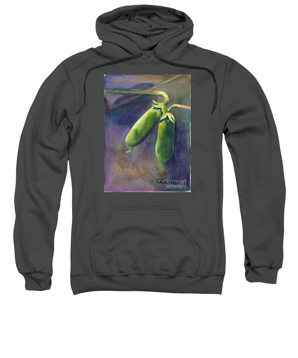 Nature Sweatshirt featuring the painting Peas on the Vine by Phyllis Howard
