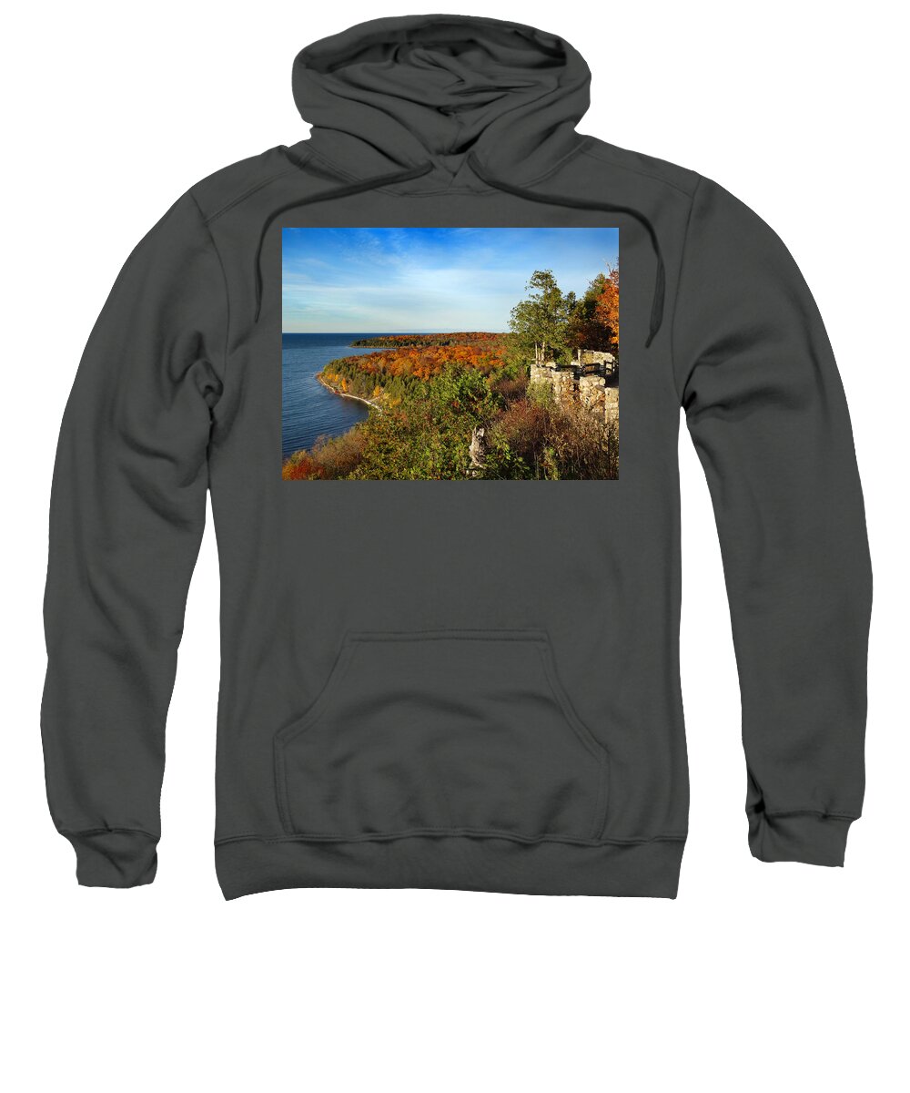 Peninsula State Park Sweatshirt featuring the photograph Peninsula State Park Lookout in the Fall by David T Wilkinson