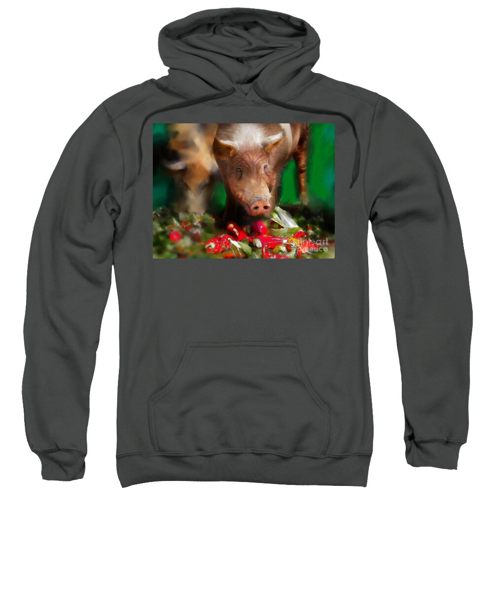 Pigs Sweatshirt featuring the digital art Pigs by Lisa Redfern