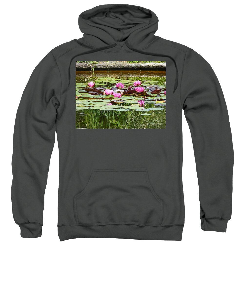 Water Lilies Sweatshirt featuring the photograph Pink water lilies by Eva-Maria Di Bella