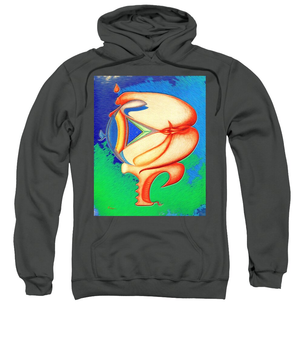 Abstract Pencil Drawing Sweatshirt featuring the drawing Plastic Sushi by Carl Hunter