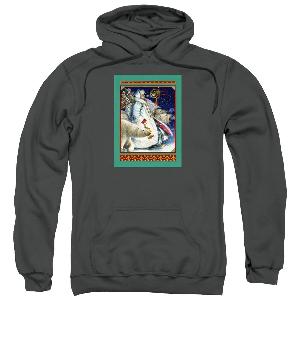 Santa Claus Sweatshirt featuring the painting Polar Magic by Lynn Bywaters