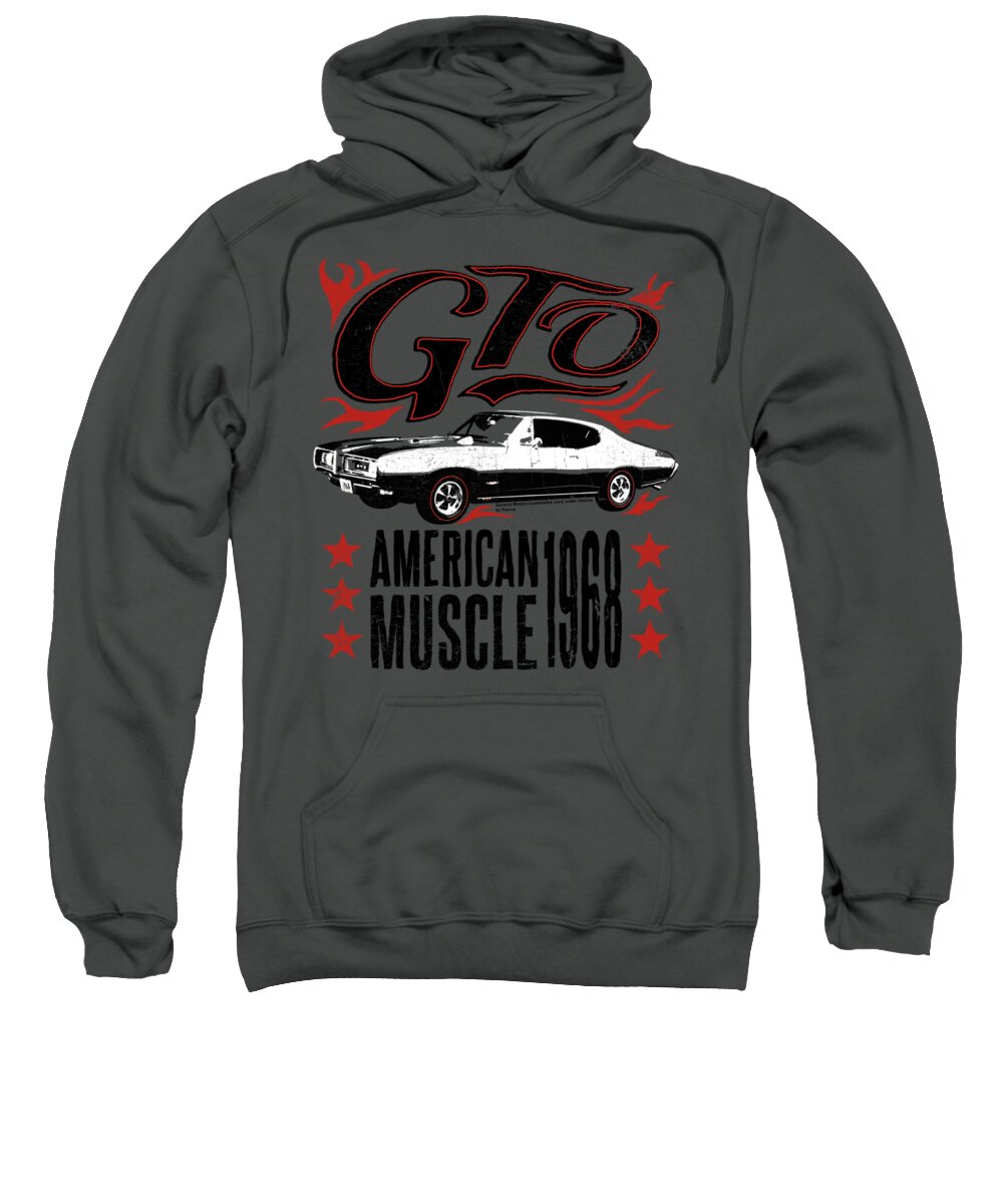 Car Sweatshirt featuring the digital art Pontiac - Gto Flames by Brand A