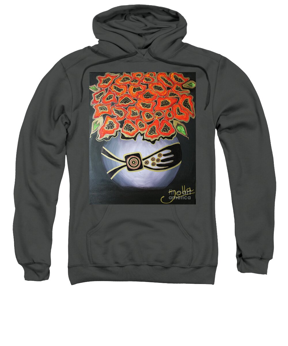 Poppy Sweatshirt featuring the painting Poppies Revisited.. by Jolanta Anna Karolska