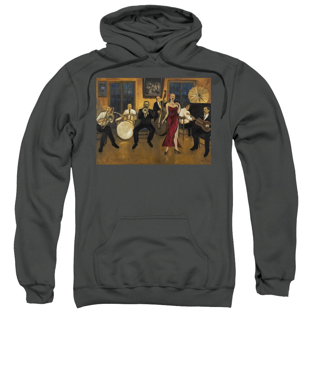 New Orleans Sweatshirt featuring the painting Preservation Hall by Laura Lee Cundiff