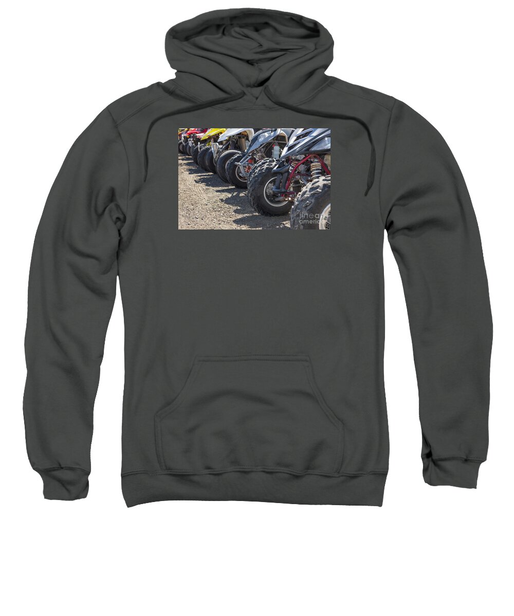 Atv Sweatshirt featuring the photograph Quads or ATV's Lined Up at Starting Line by Bryan Mullennix