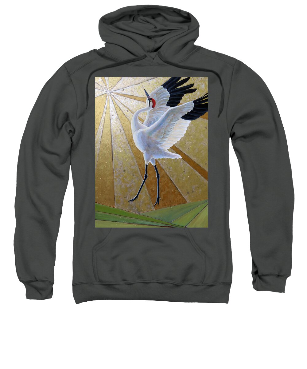 Whooping Crane Sweatshirt featuring the painting Radiant by Ande Hall