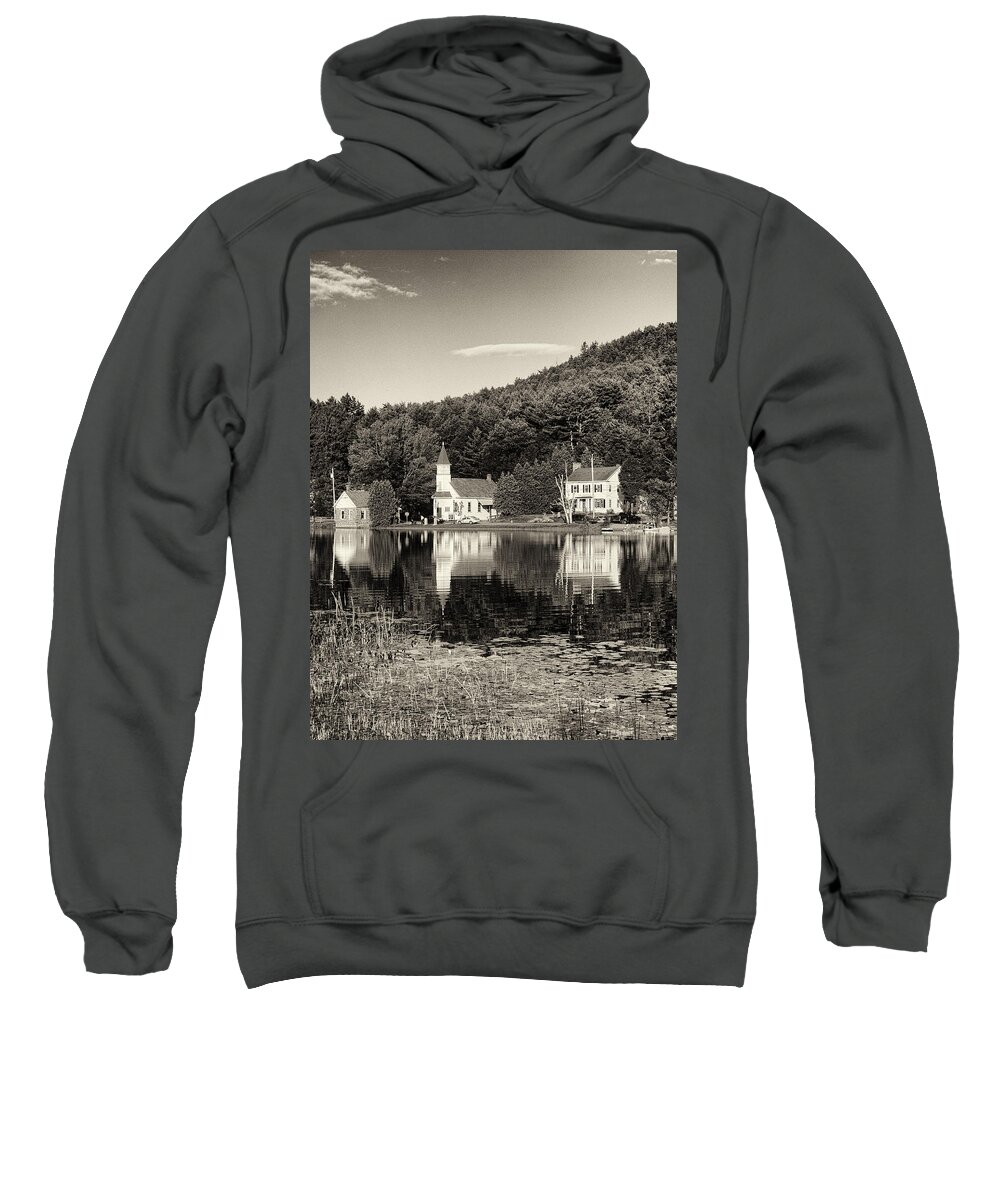 Cross Sweatshirt featuring the photograph Reflections of the Day Black and White by Joshua House