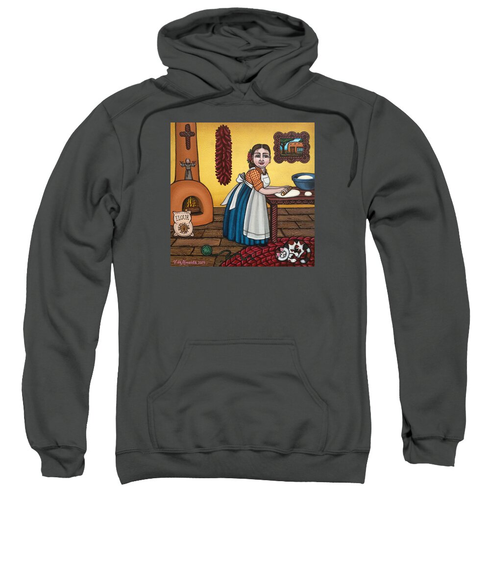 Cook Sweatshirt featuring the painting Rosas Kitchen by Victoria De Almeida