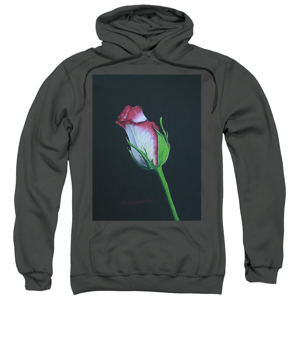 Rose Sweatshirt featuring the drawing Rose Bud by Marna Edwards Flavell