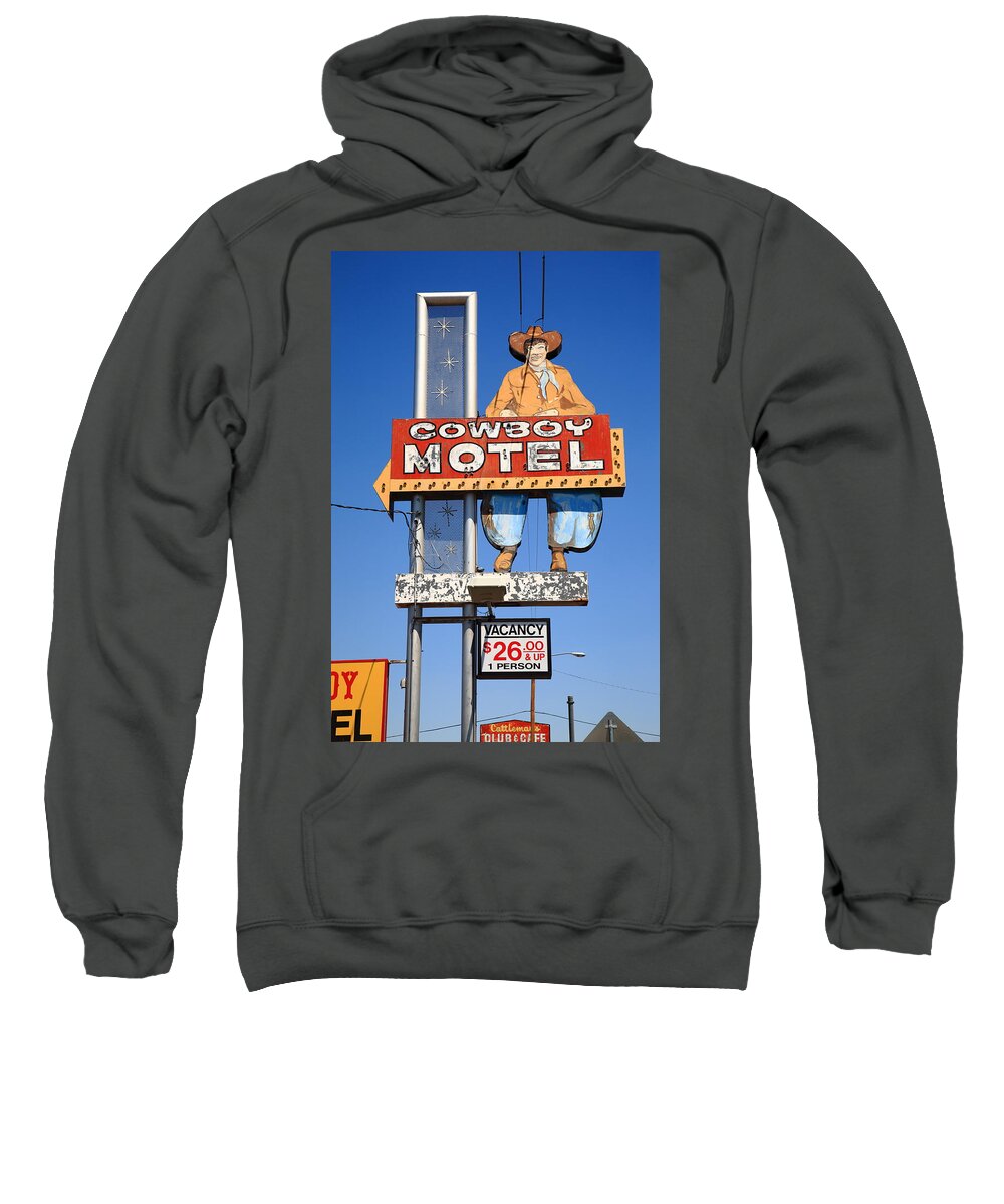 66 Sweatshirt featuring the photograph Route 66 - Cowboy Motel 2012 by Frank Romeo