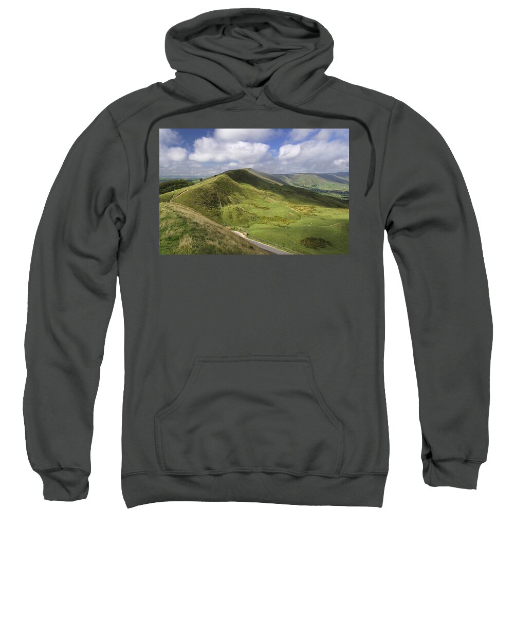 Bright Sweatshirt featuring the photograph Rushup Edge - viewed from Mam Tor by Rod Johnson