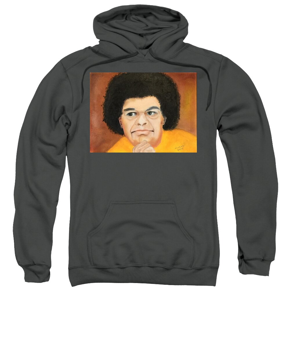 Art Sweatshirt featuring the painting Sai Baba by Ryszard Ludynia
