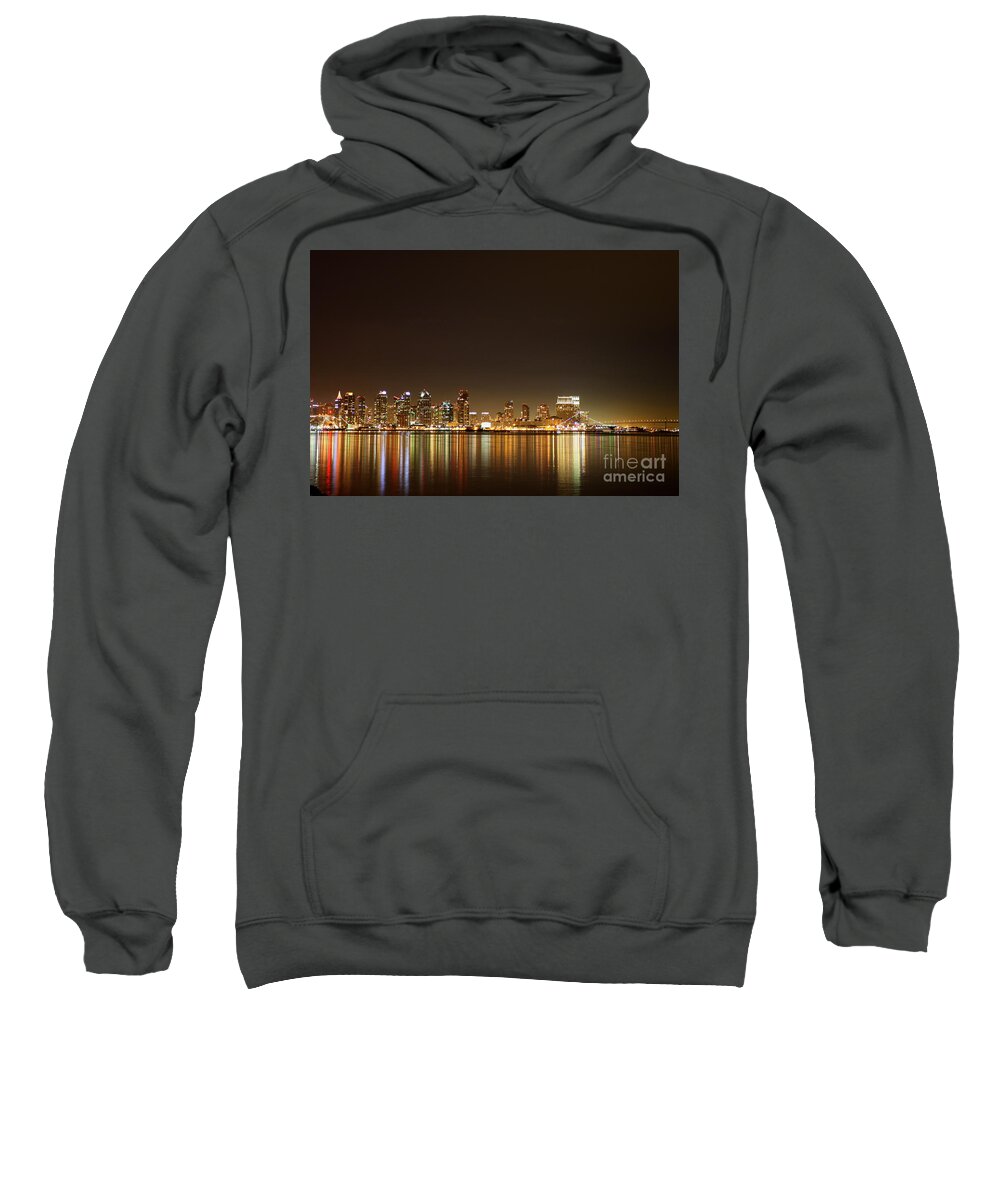 san Diego Sweatshirt featuring the photograph San Diego Skyline Night by Henrik Lehnerer
