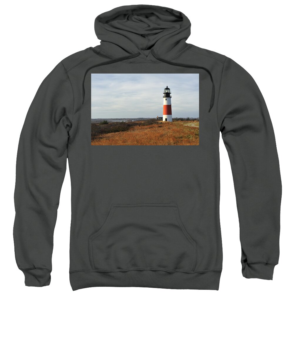 Lighthouse Sweatshirt featuring the photograph Sankaty Head Lighthouse Nantucket in Autumn Colors by Marianne Campolongo
