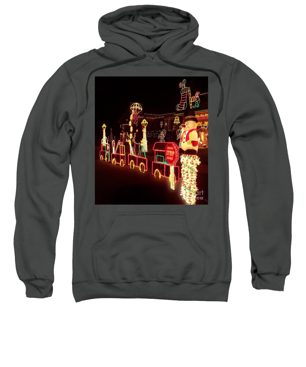 Xmas Presents Sweatshirt featuring the photograph Santa Stop Here Sign 04 by Thomas Woolworth