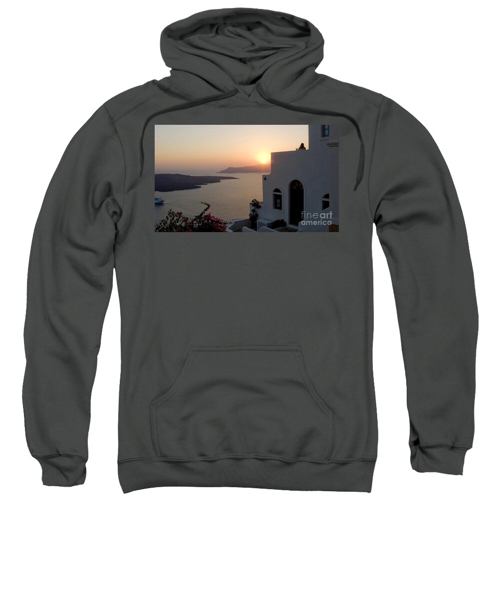 Santorini Sweatshirt featuring the photograph Santorini Sunset 24x14 by Leslie Leda