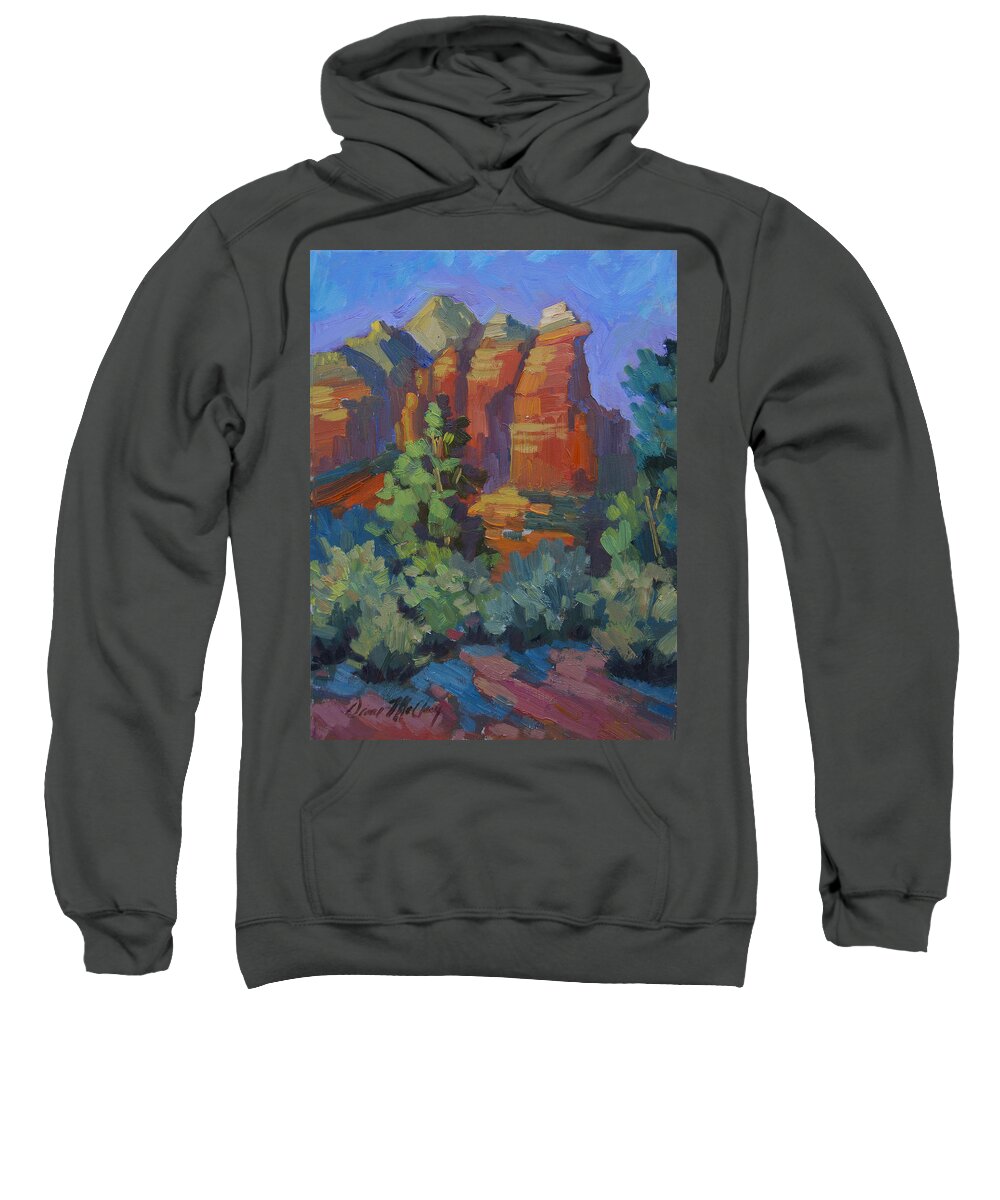 Sedona Sweatshirt featuring the painting Sedona Coffee Pot Rock by Diane McClary