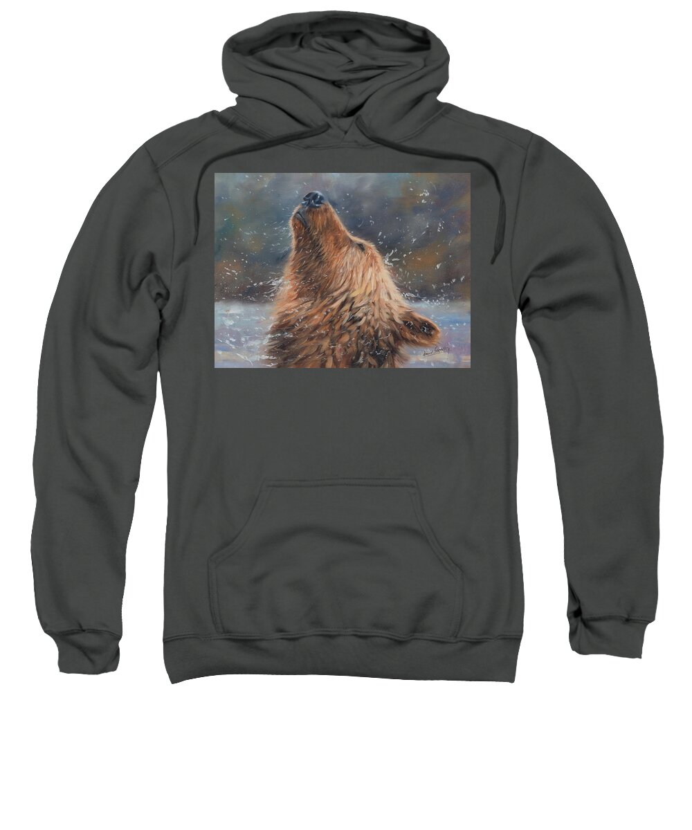 Bear Sweatshirt featuring the painting Shake it by David Stribbling