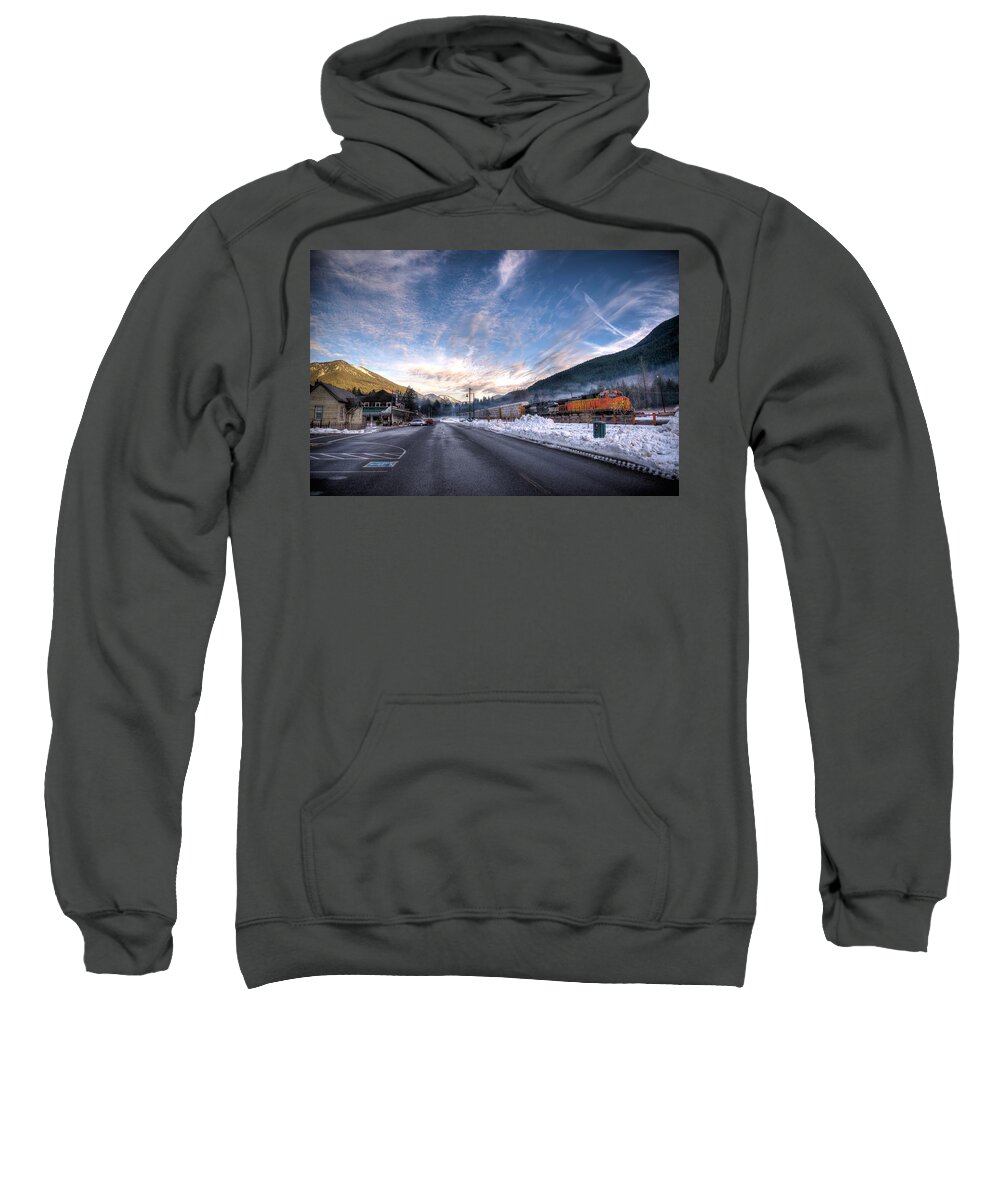 Skykomish Sweatshirt featuring the photograph Skykomish Washington by Spencer McDonald