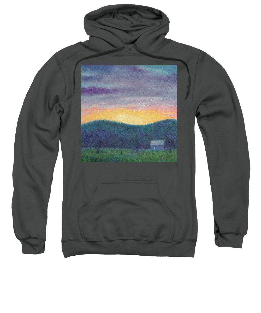 Impressionism Sweatshirt featuring the painting Blue Yellow nocturne solitary landscape by Judith Cheng