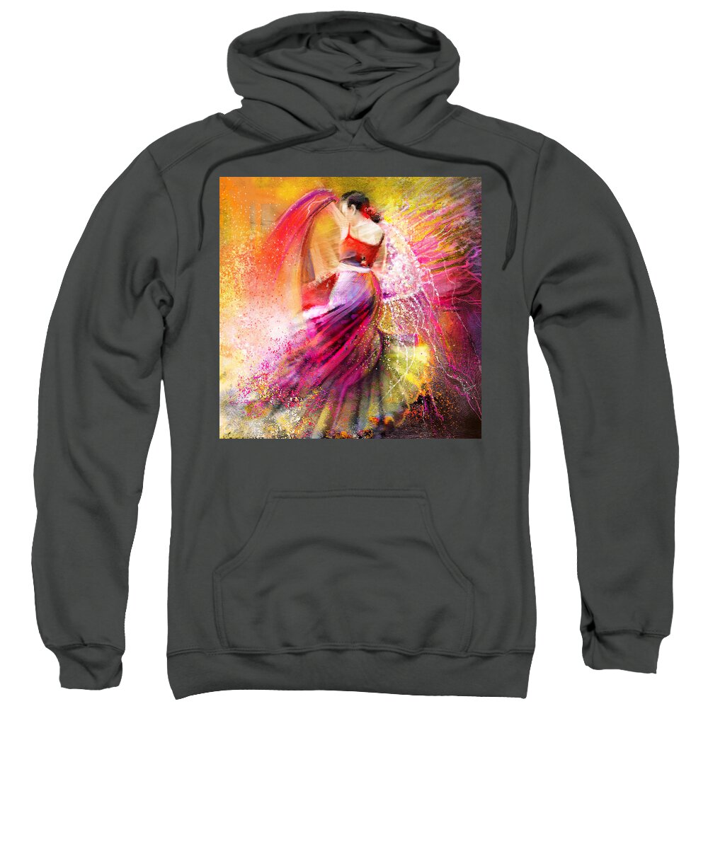 Flamenco Painting Sweatshirt featuring the painting Spain - Flamencoscape 12 by Miki De Goodaboom