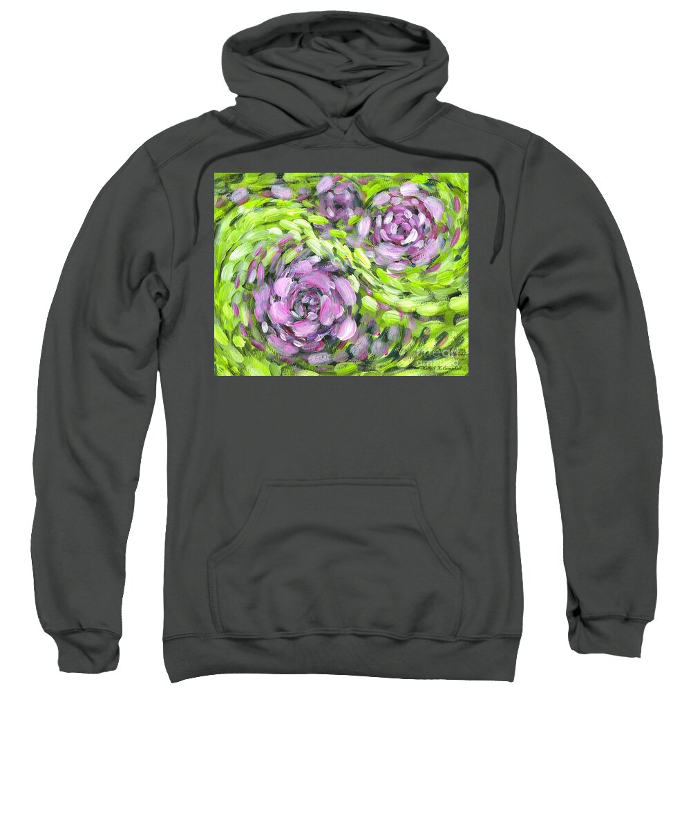 Roses Sweatshirt featuring the painting Spring Whirl by Holly Carmichael