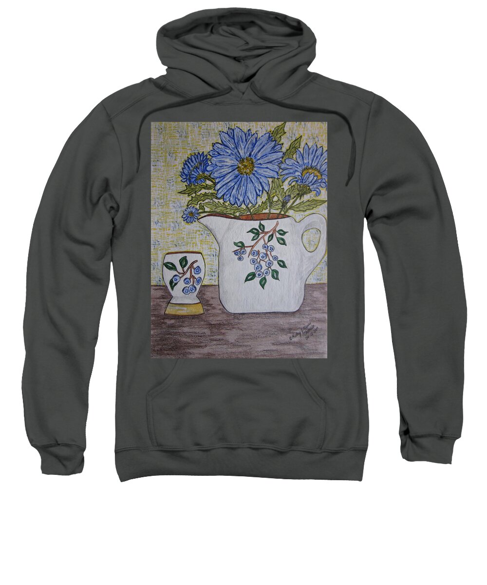 Stangl Blueberry Pottery Sweatshirt featuring the painting Stangl Blueberry Pottery by Kathy Marrs Chandler