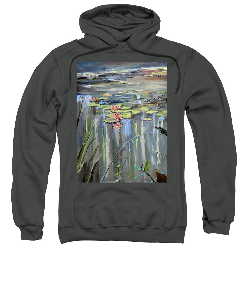 Lily Sweatshirt featuring the painting Still Waters by Donna Tuten