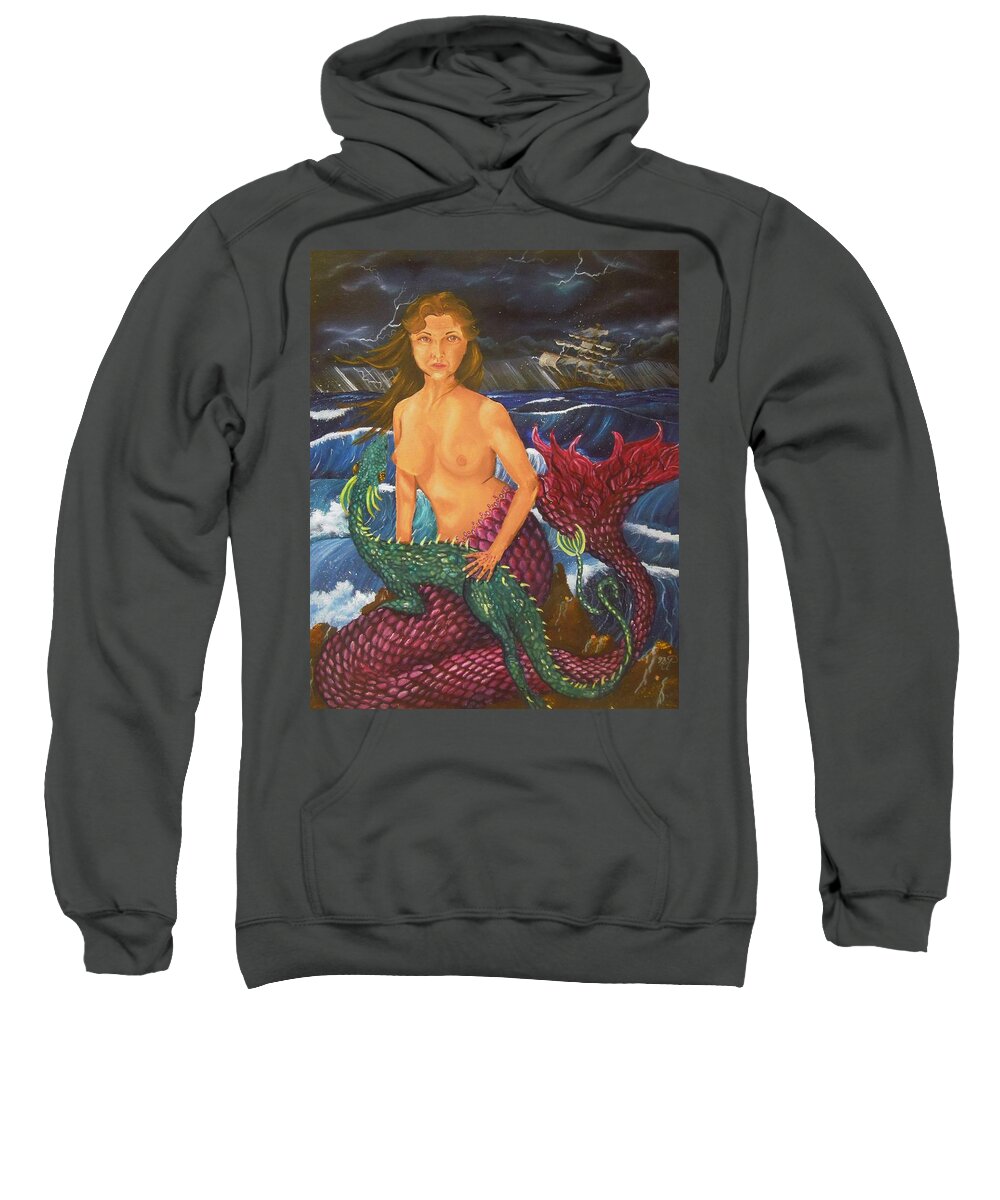 Mermaid Sweatshirt featuring the painting Storm and Peace by Nicole Angell