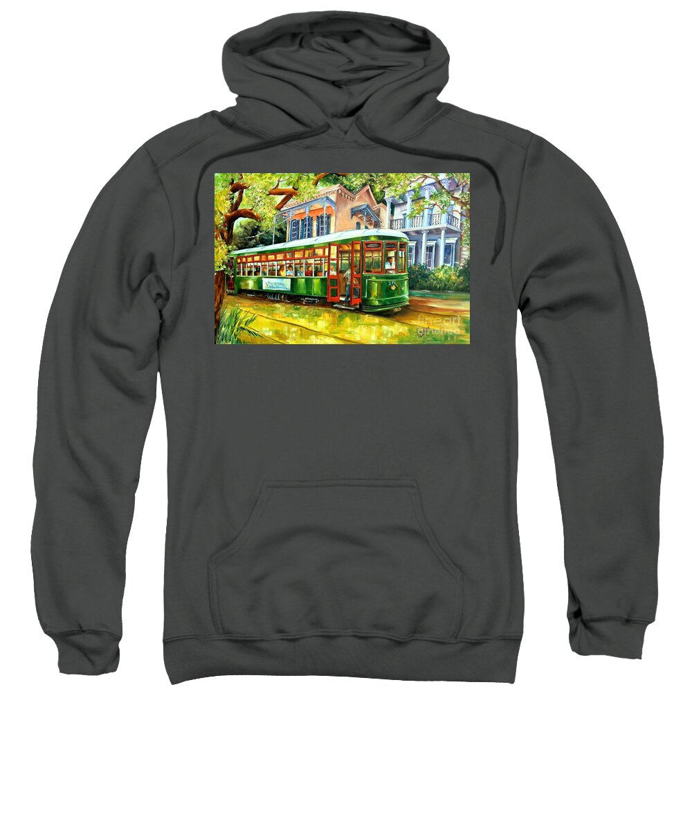New Orleans Sweatshirt featuring the painting Streetcar on St.Charles Avenue by Diane Millsap