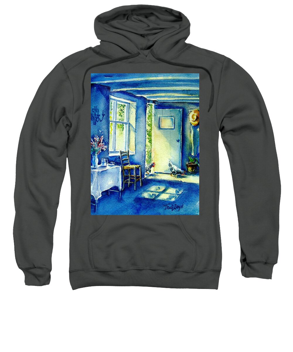 Summer Morning Sweatshirt featuring the painting Summer Morning Visitors by Trudi Doyle