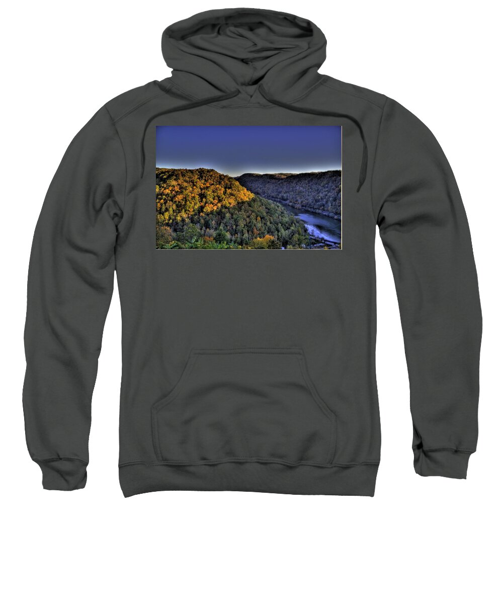 River Sweatshirt featuring the photograph Sun on the Hills by Jonny D