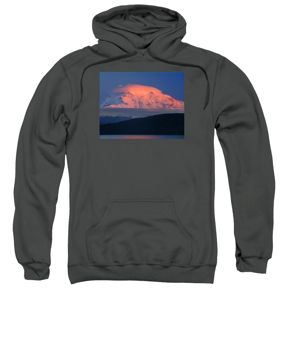 Sunset Sweatshirt featuring the photograph 1M1309-Sunset on Mt. McKinley Lenticular Cloud by Ed Cooper Photography