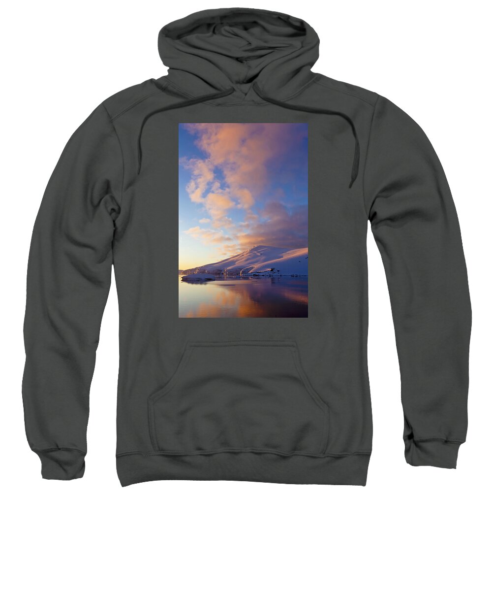 Nis Sweatshirt featuring the photograph Sunset Over Mountains Lemaire Channel by Erik Joosten