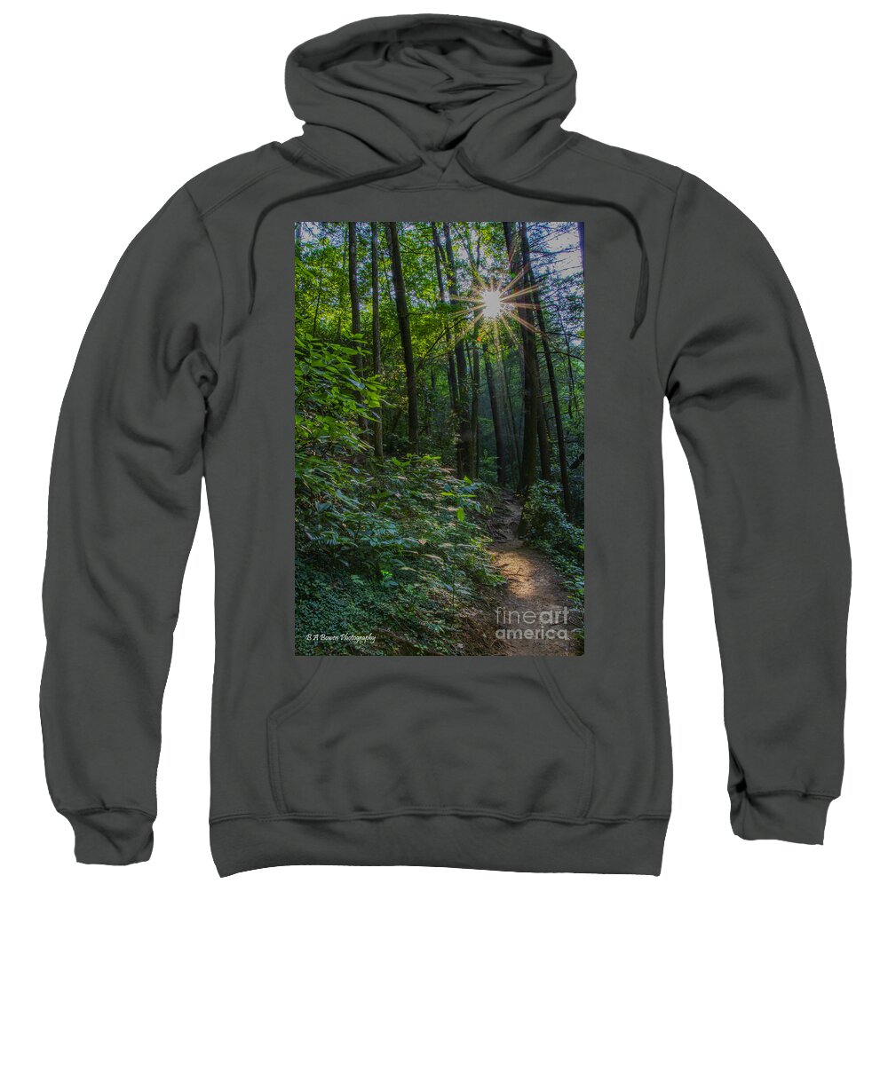 Panther Creek Trail Sweatshirt featuring the photograph Sunstar along the trail by Barbara Bowen