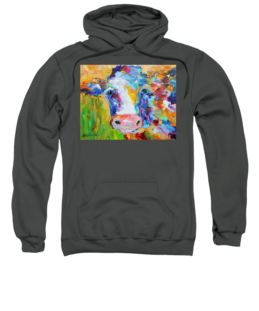Cow Art Sweatshirt featuring the painting Sweet Cow by Karen Tarlton