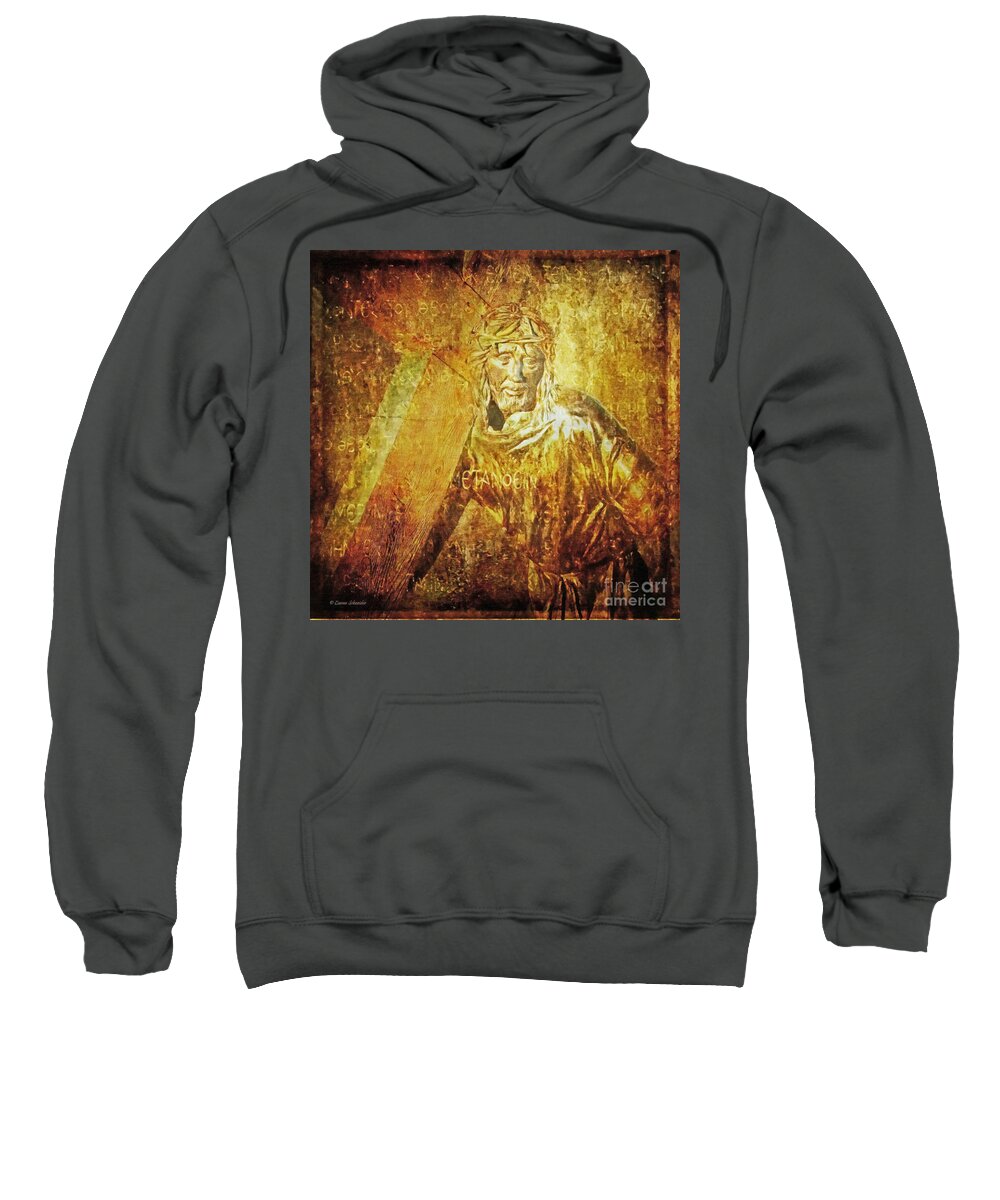 Jesus Sweatshirt featuring the photograph Takes up the Cross Via Dolorosa 2 by Lianne Schneider