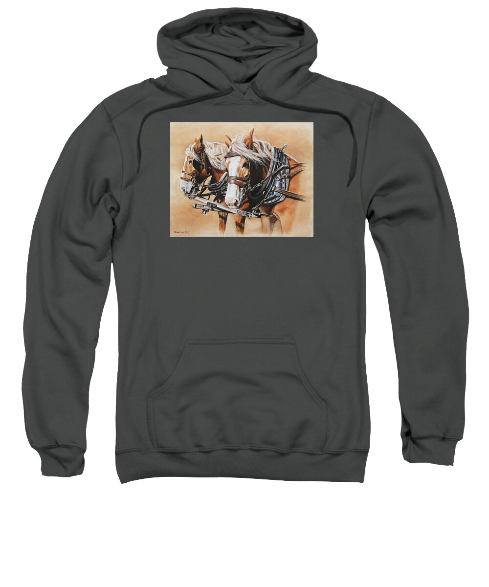 Horses Sweatshirt featuring the painting Ted and Tom by Kim Lockman