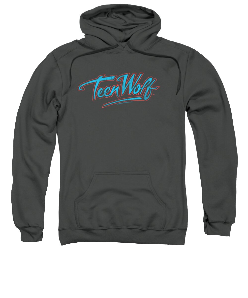  Sweatshirt featuring the digital art Teen Wolf - Neon Logo by Brand A