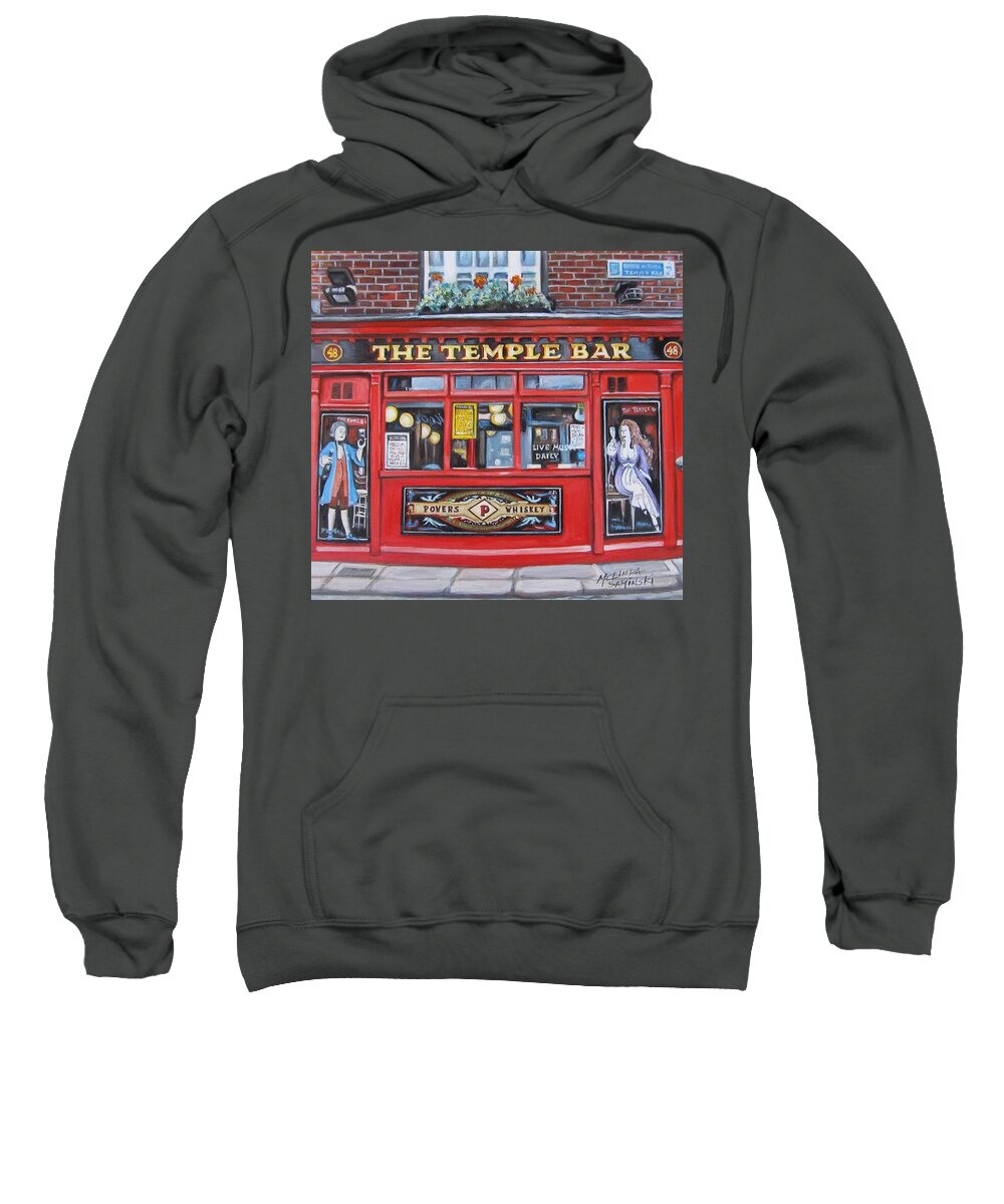 Irish Pubs Sweatshirt featuring the painting Temple Bar Dublin Ireland by Melinda Saminski