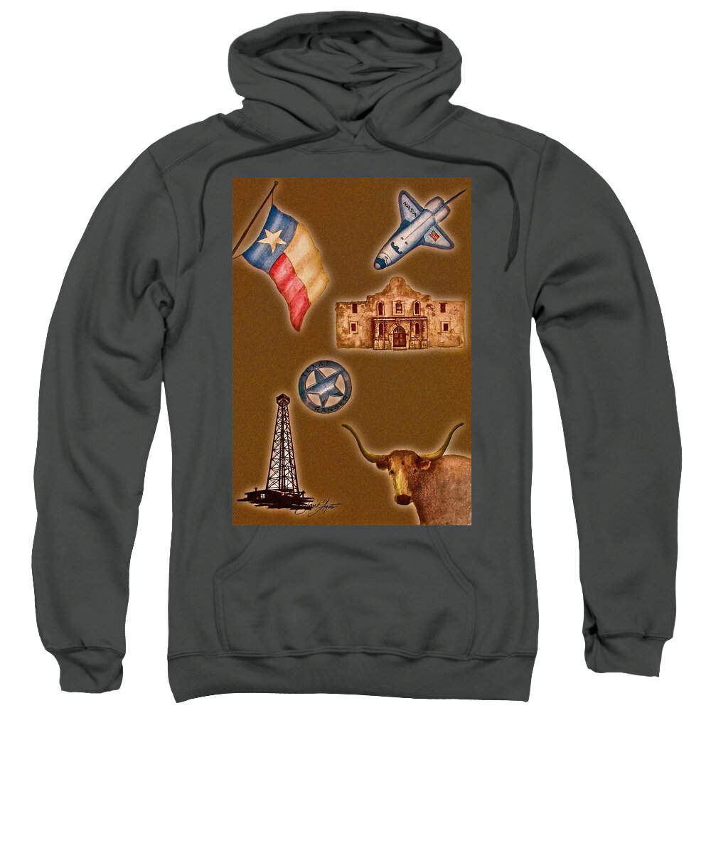 Texas Sweatshirt featuring the painting Texas Icons Poster by Sant'Agata by Frank SantAgata