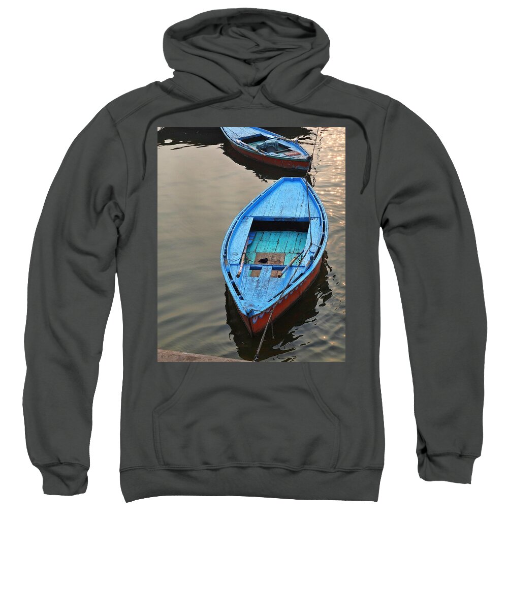 Blue Boat Sweatshirt featuring the photograph The Blue Boat by Kim Bemis